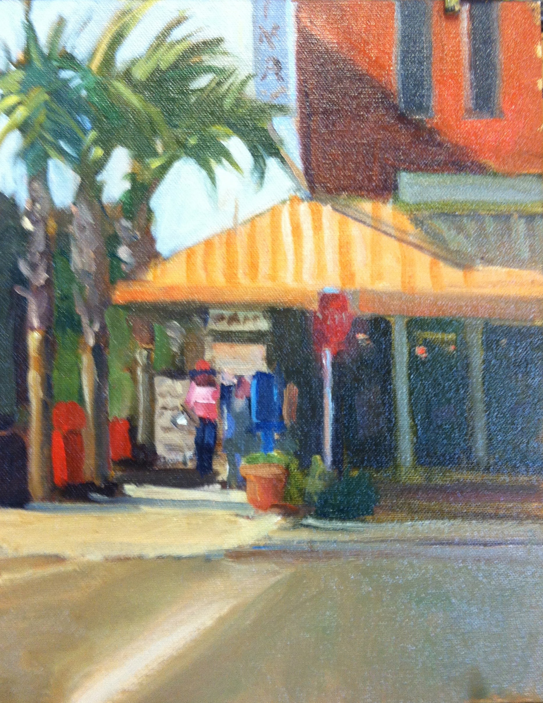 Morning at Tamara's Cafe — 12x9 oil on panel 2015